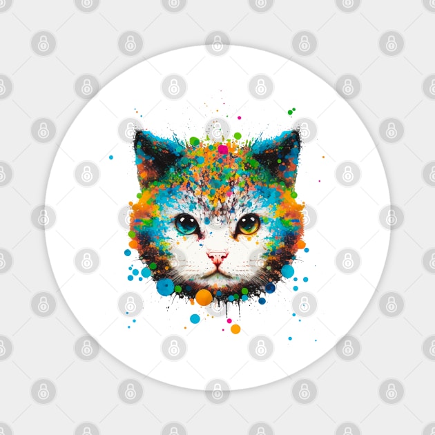 Watercolor Dot Kitten The Purrfect Addition to Your Wardrobe Magnet by All About Nerds
